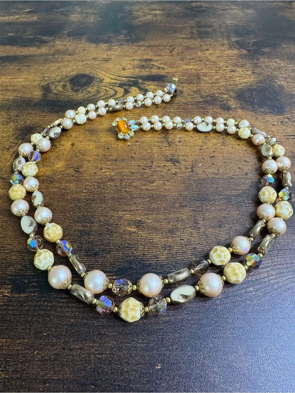 Boucher LeC Le Couturier Vintage Necklace Beaded Double Strand AB Crystal 1960’s - Picture 11 of 16